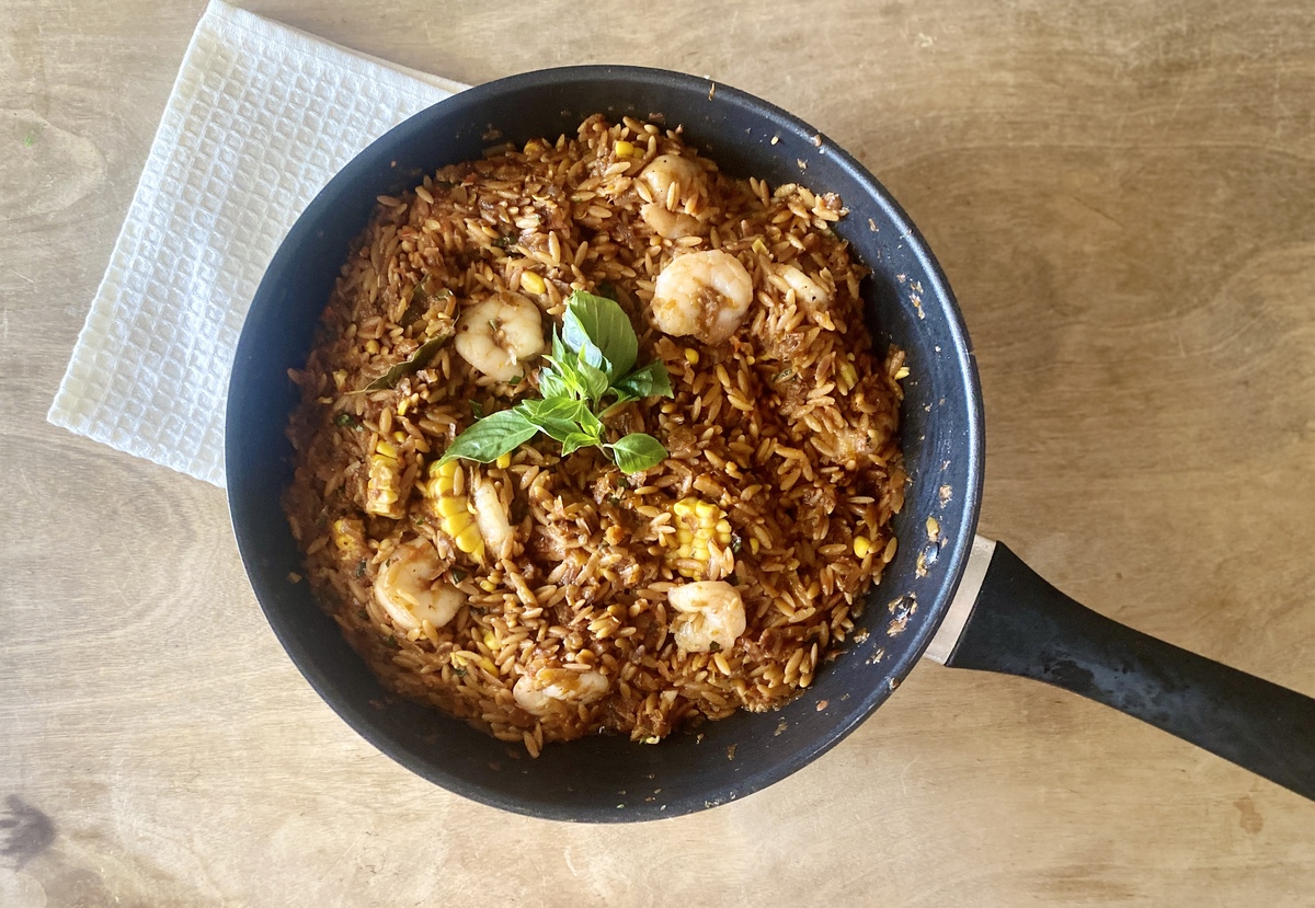 Κριθαρότο με γαρίδες