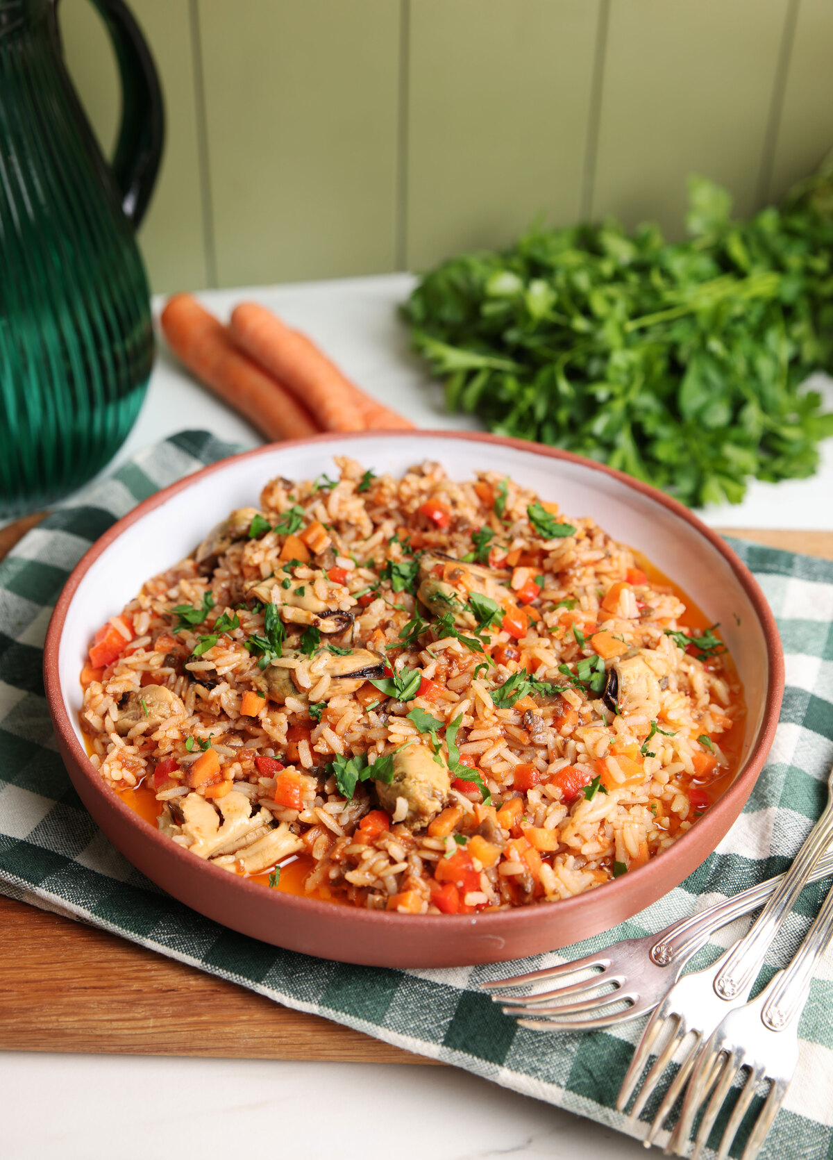 νηστίσιμο ρύζι με μύδια